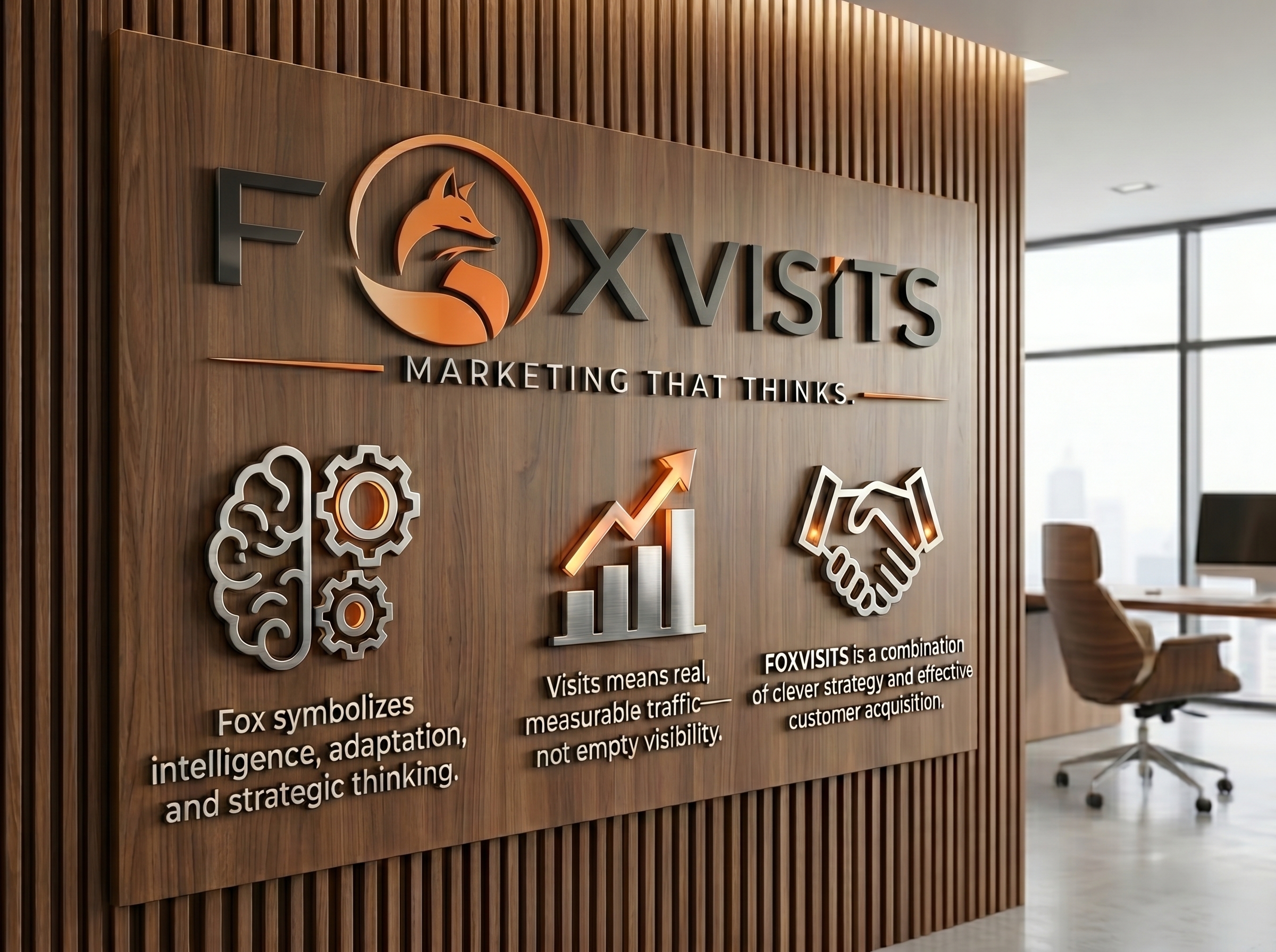 Tablica biurowa FOXVISITS w przestrzeni agencyjnej