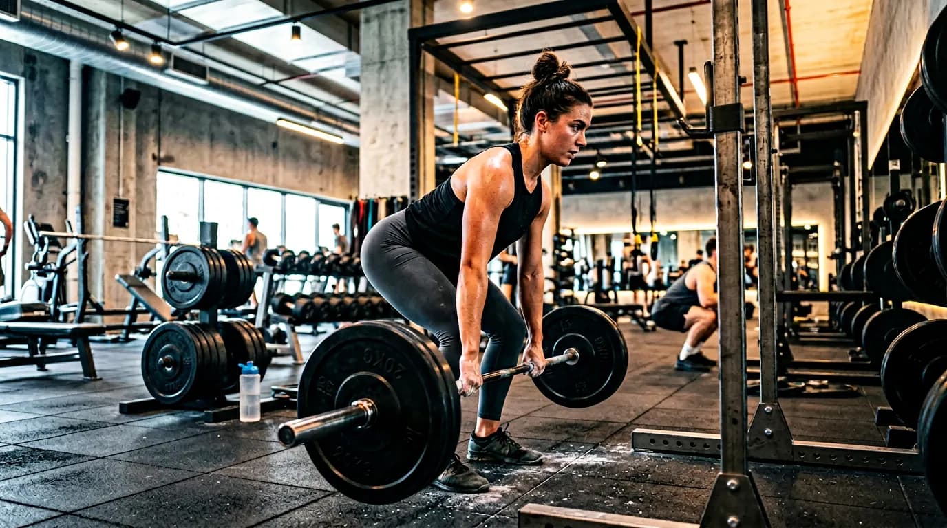 Trener fitness prowadzący klienta przez ścieżki treningowe w nowoczesnym klubie premium
