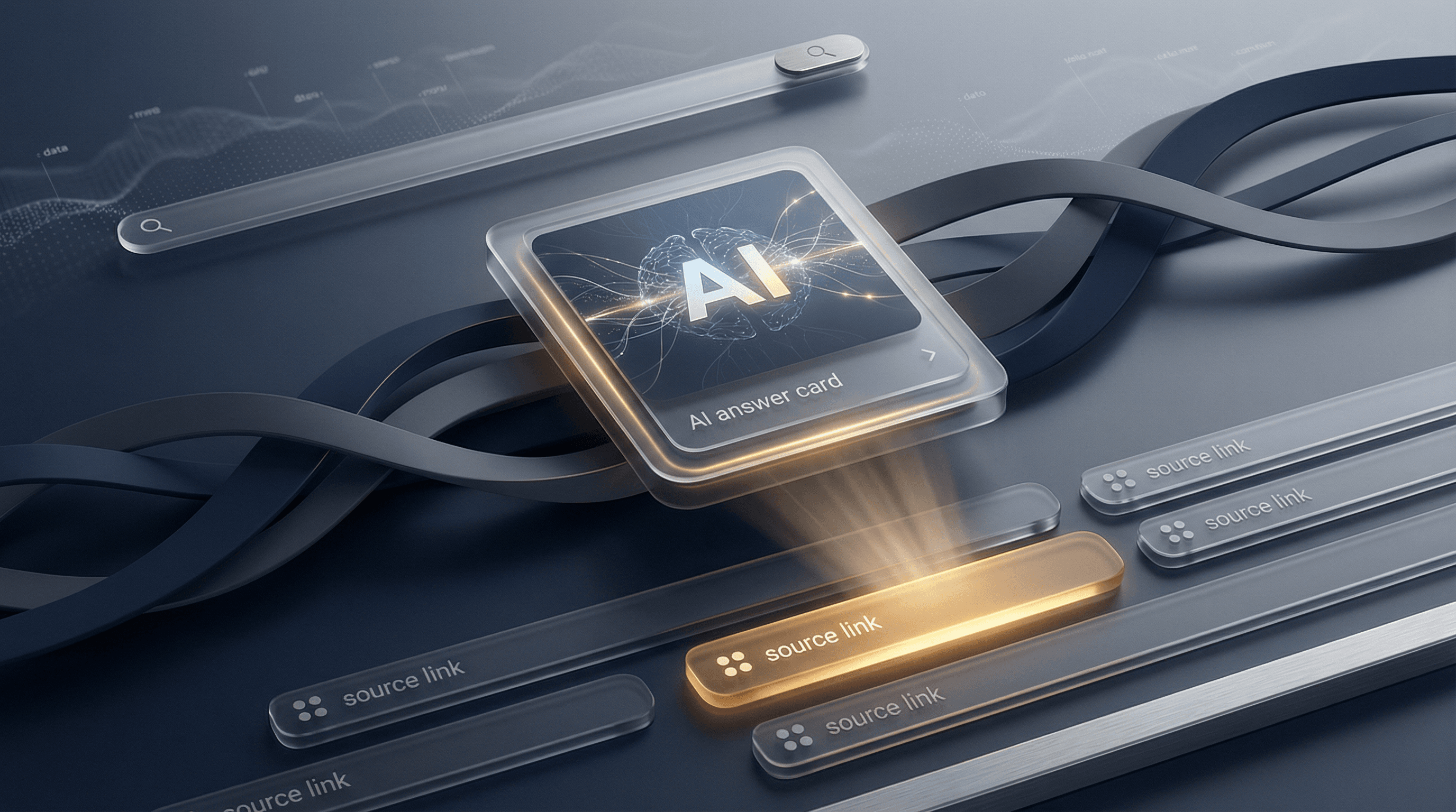 AI answer panel with cited sources and highlighted brand mention