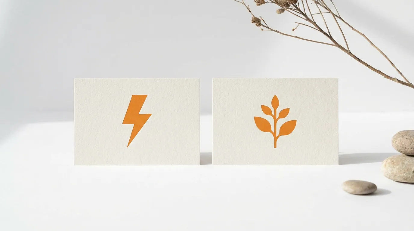 Two cards, one with a lightning bolt and one with a growing plant: fast paid traffic compared with slower organic growth