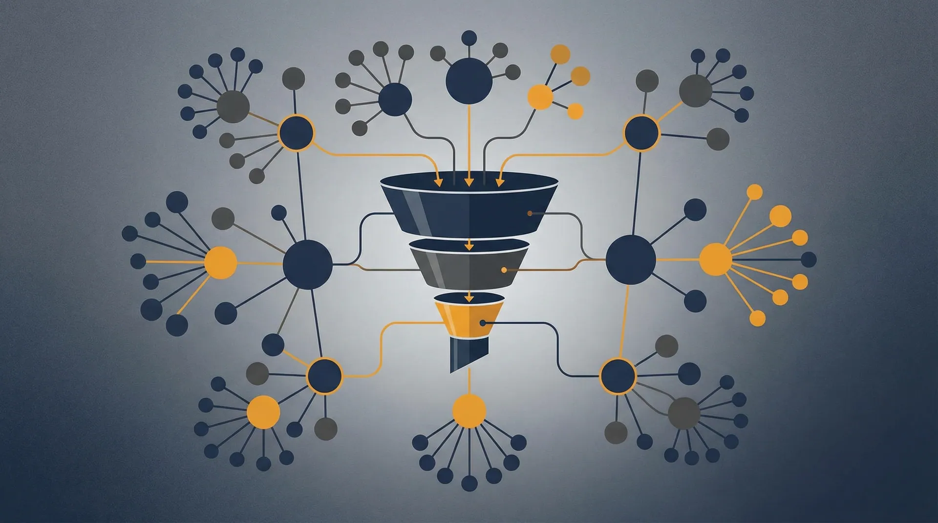 Keyword cluster board mapped to B2B funnel stages