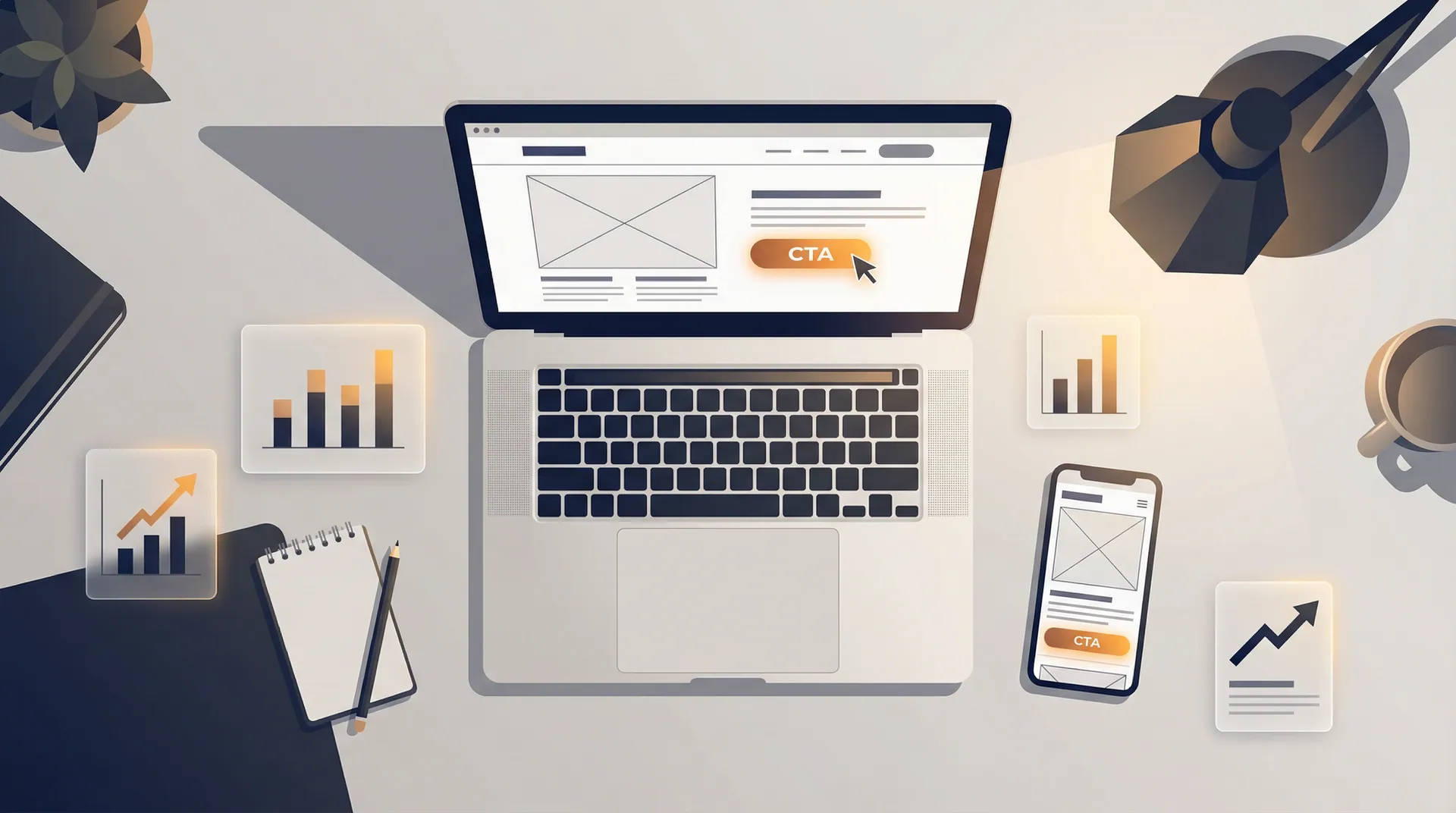 Desktop and mobile screens showing a high-converting landing page layout